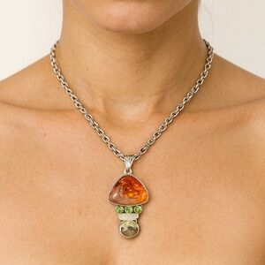 Baltic Amber & Pearl Pendant